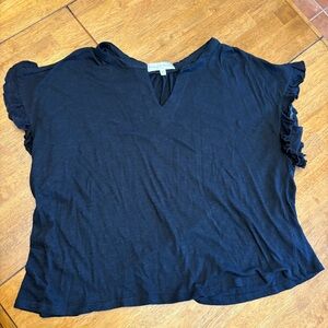 Chelsea & Theodore Black T-Shirt Blouse Plus Size 2X Ruffles